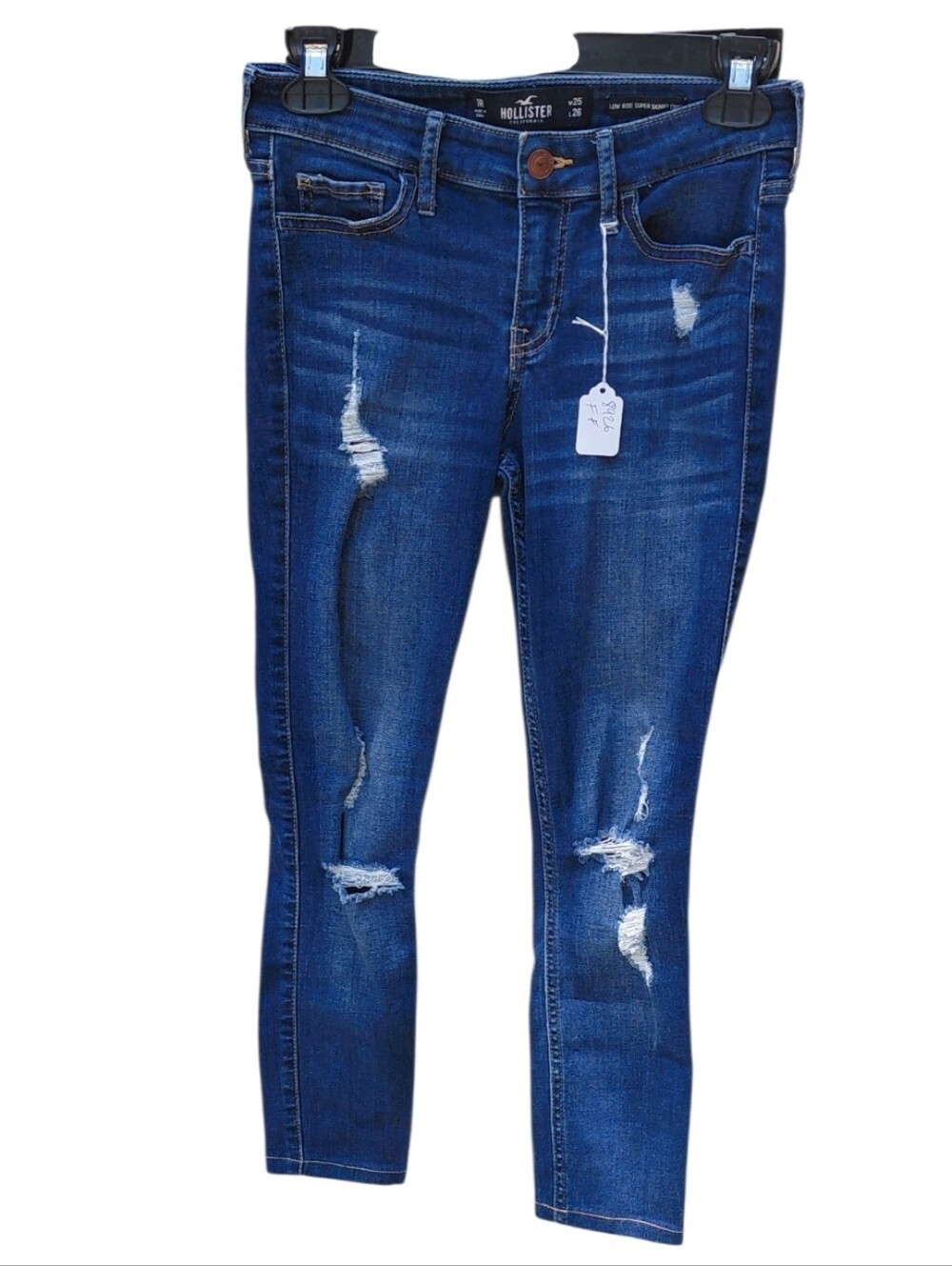 8926FF..Women's Hollister Distressed Skinny Jeans Size W25 L26 7" Rise